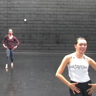 Screenshot of Elle Johansen teaching Jazz with Lauren demonstrating