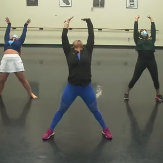 Screenshot of Sarika teaching Bollywood with 2 guests