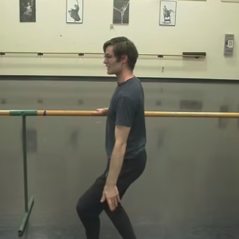 Screenshot of Christian Tippets at a barre teaching ballet