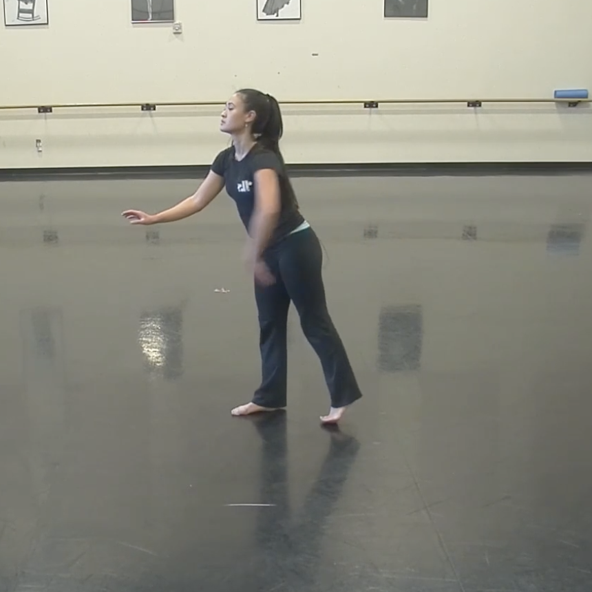 Jessica stands to the side in an improv class